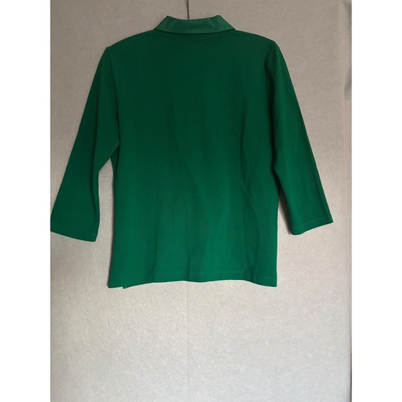 L RL Ralph Lauren Active Petite Medium Polo Shirt Equestrian Crest 3/4 Sleeve - Picture 2 of 8